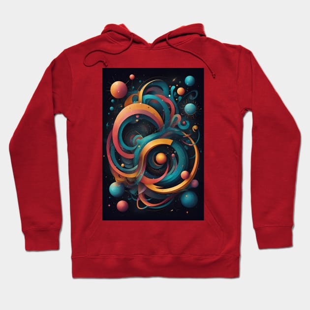 Kaleidoscopic Whimsy: Vibrant Shapes and Bubbles Hoodie by AlexBRD